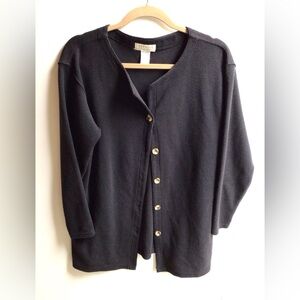 VTG 90s Express Tricot Black Button-Front Knit Cardigan Minimalist Chic sz M